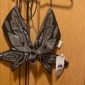 Black and White Butterfly Top